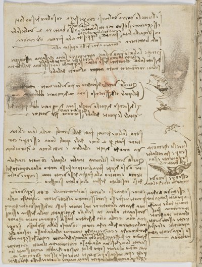 Vogelvluchtcode, c. 1505-06, blad 10 verso door Leonardo da Vinci